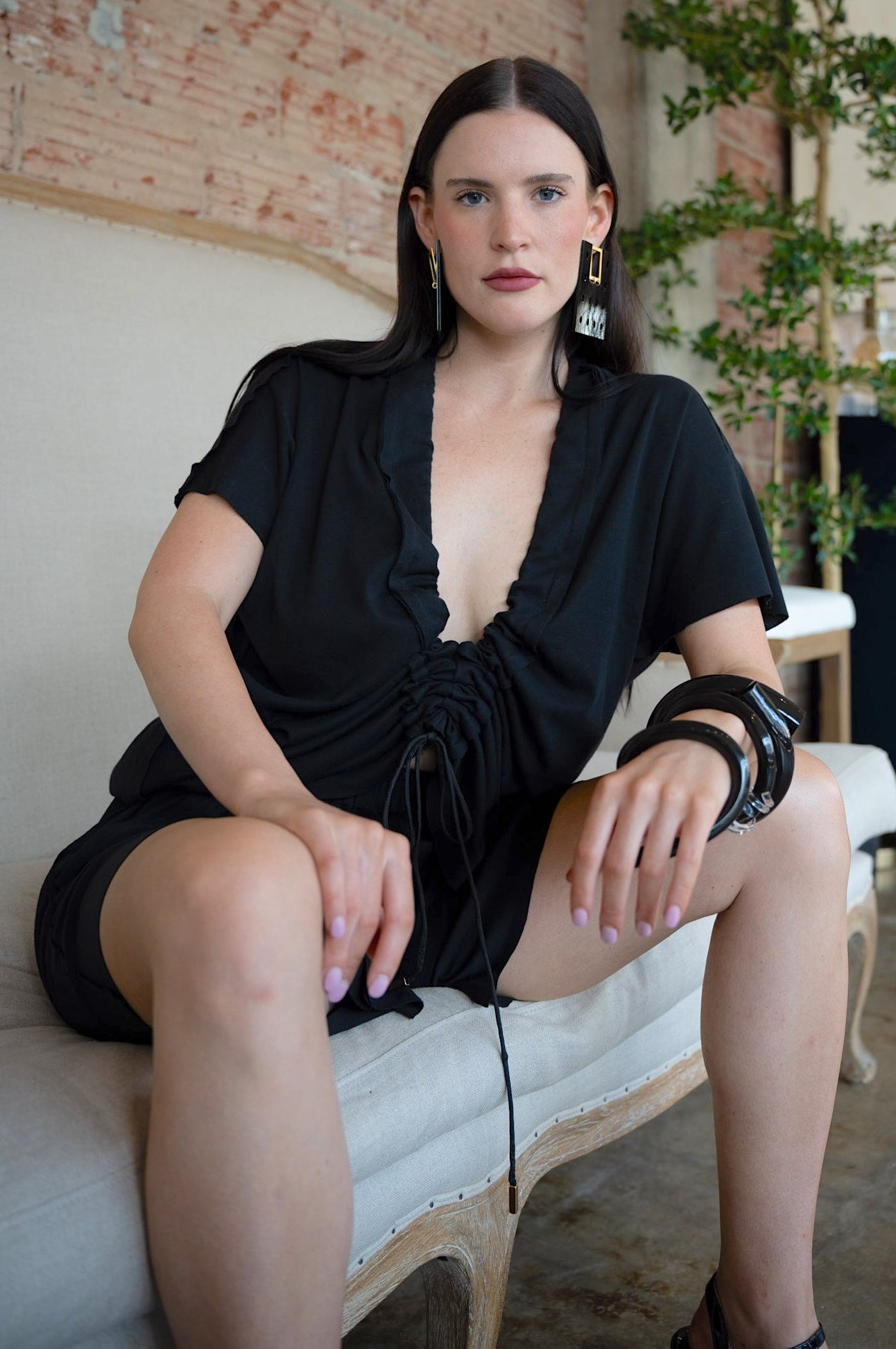 Black Jersey Short Set