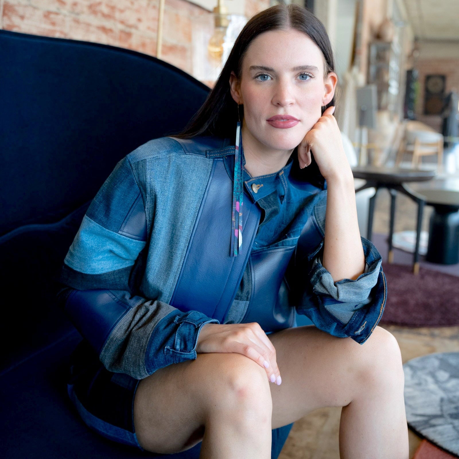 Pieced Denim + Southwest Leather Jacket