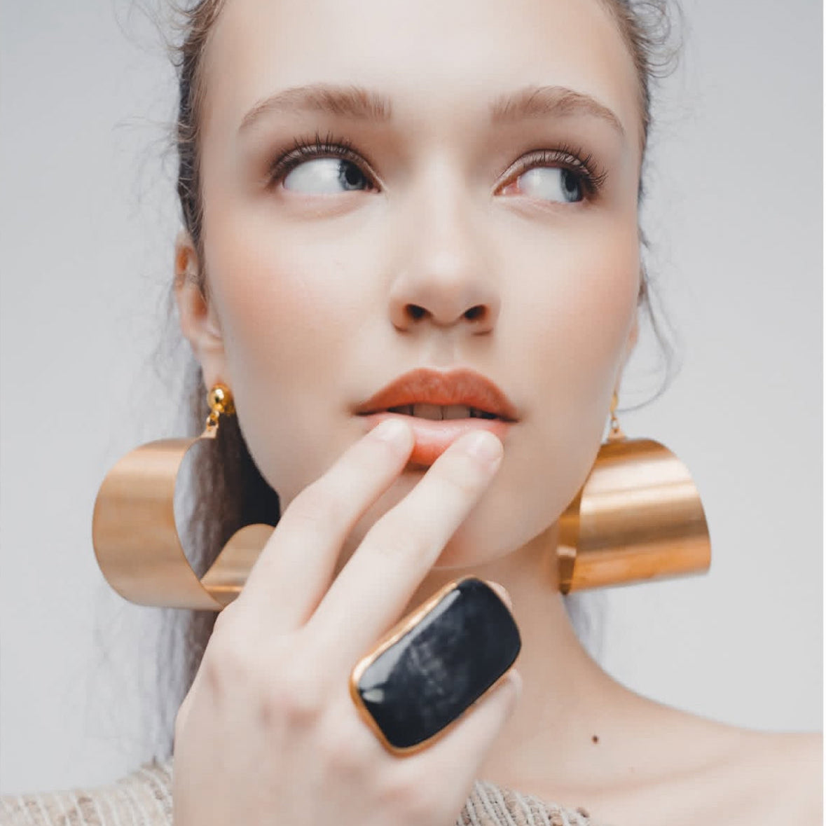 Sculptural Circular Big Hoop Statement Earrings