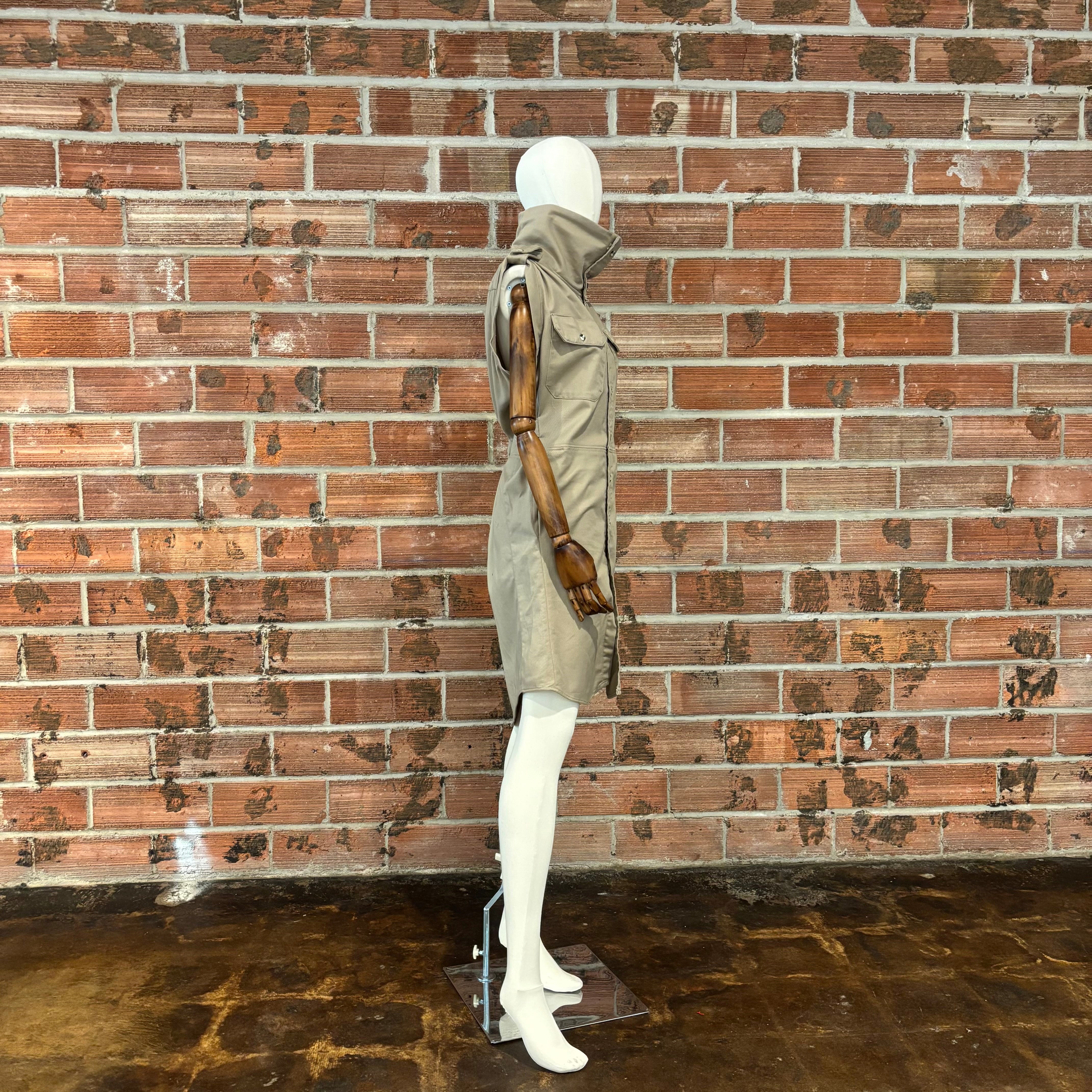 Twill High-Neck Epaulette Dress