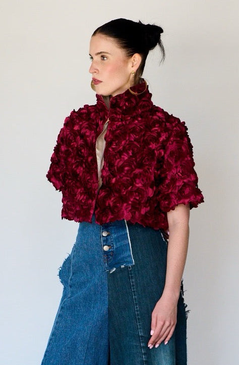 Patchwork High Waist Wide Leg Denim Jeans