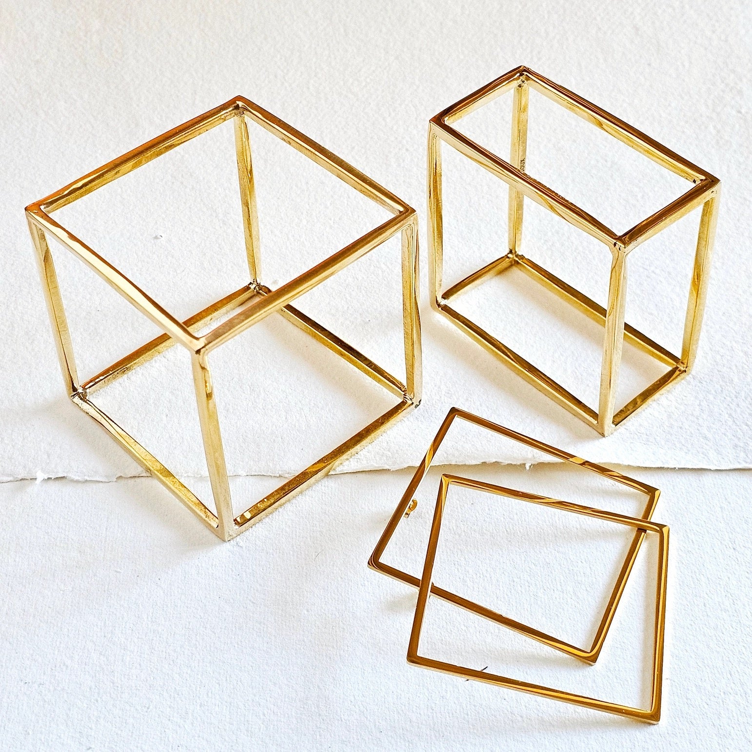 Brass Bold Cube Square Bangle Bracelet