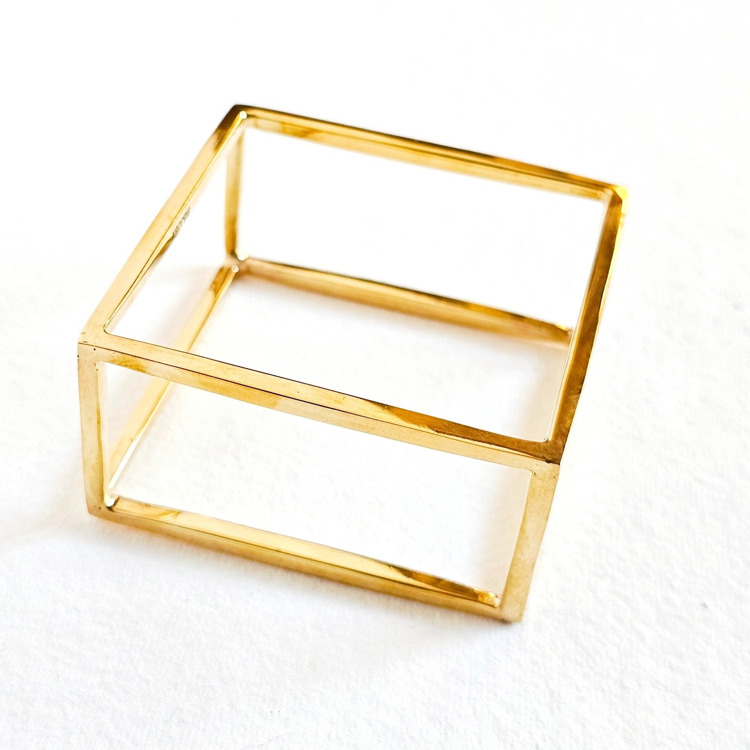 Brass Bold Cube Square Bangle Bracelet