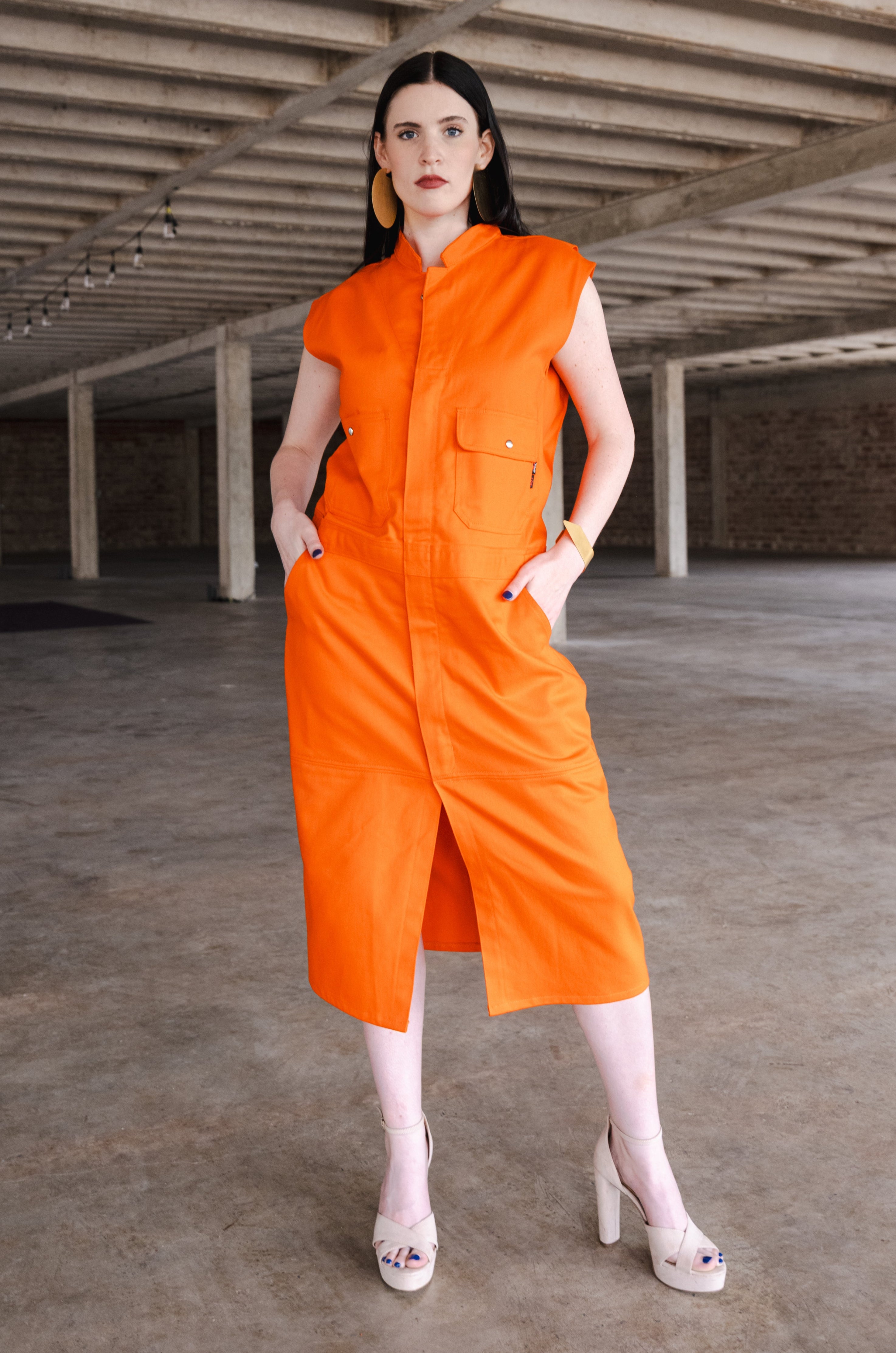 Twill Zip-up Dress