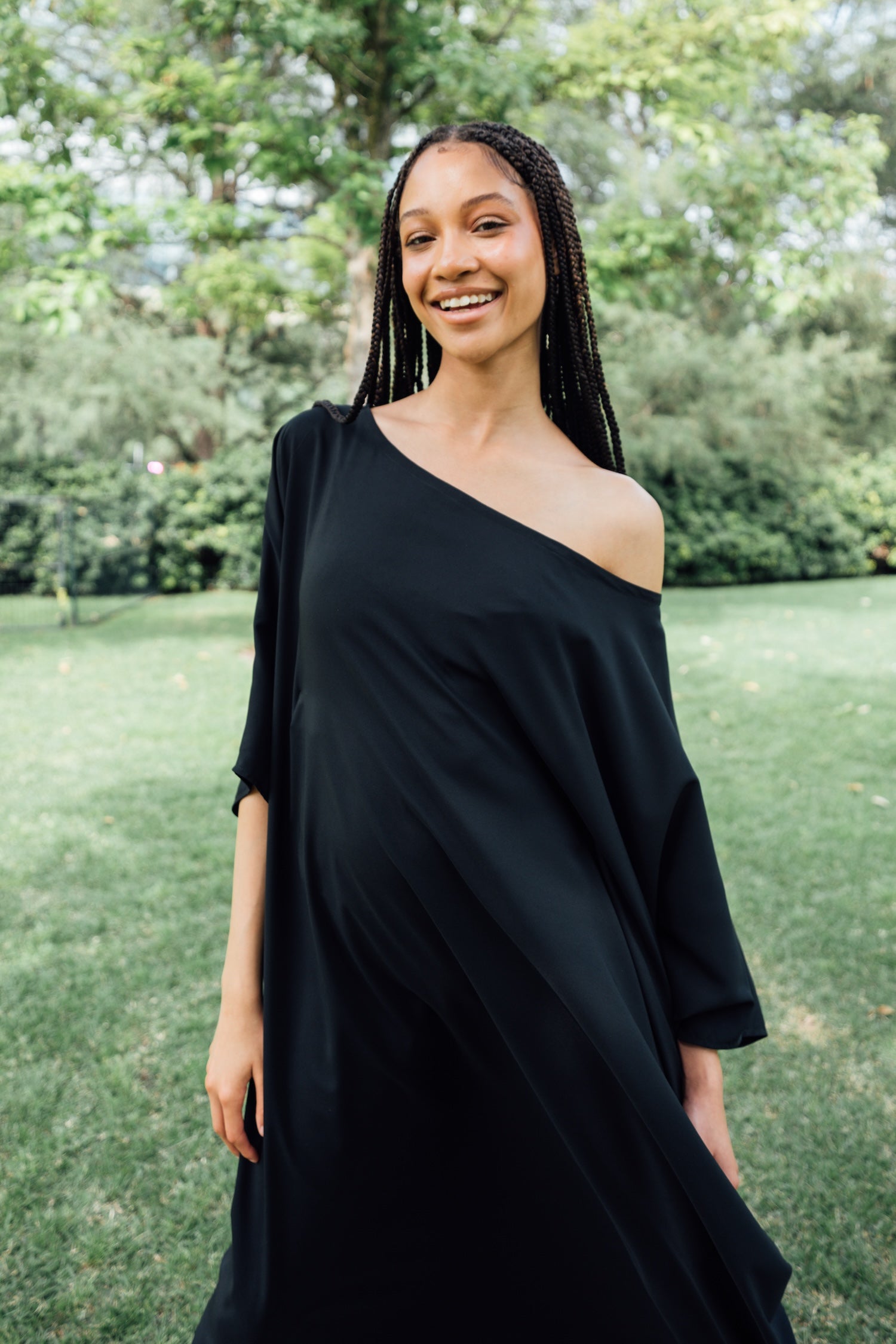 Black Off-The-Shoulder Kaftan