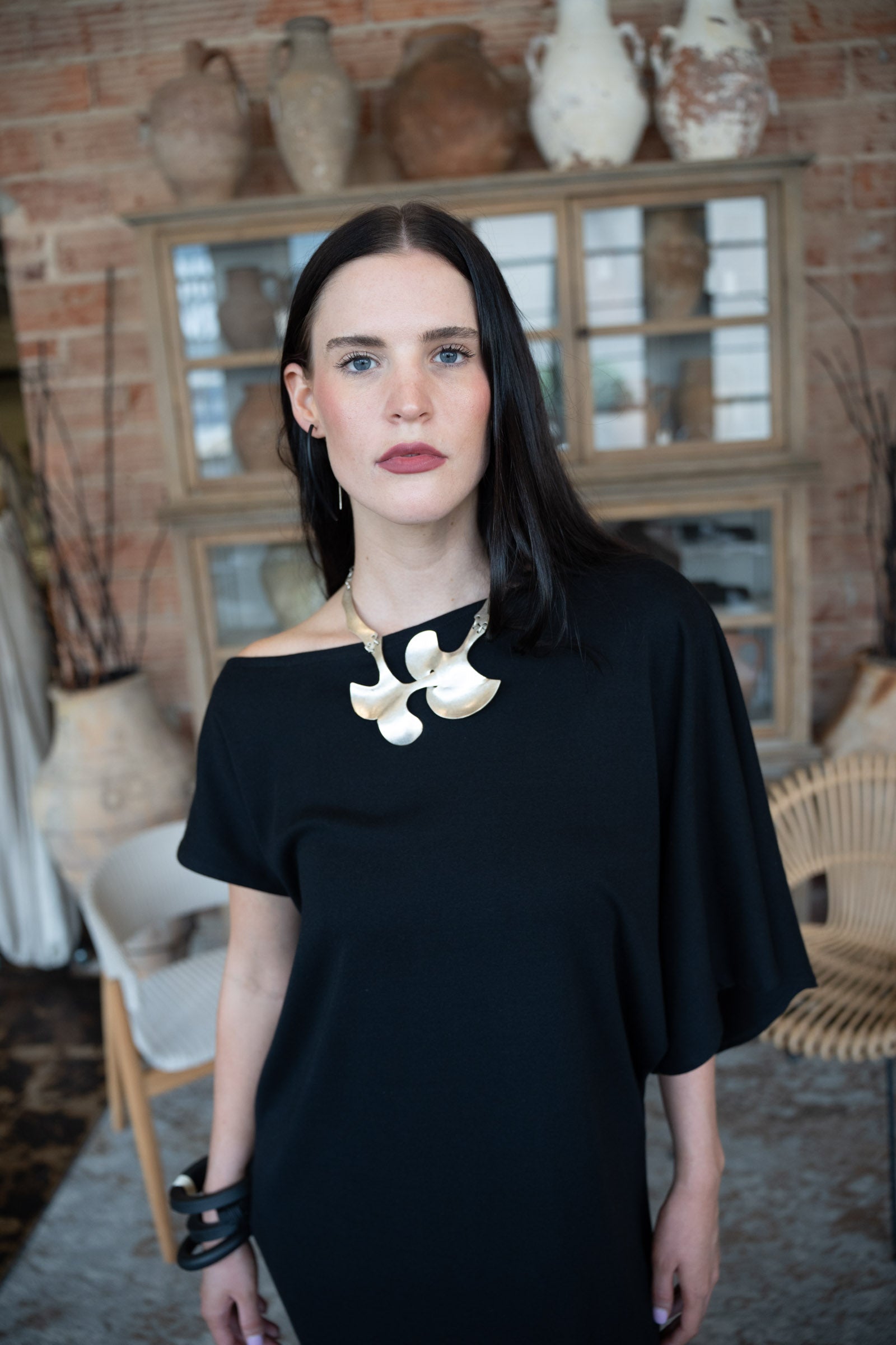 Black Jersey Asymmetrical Dress