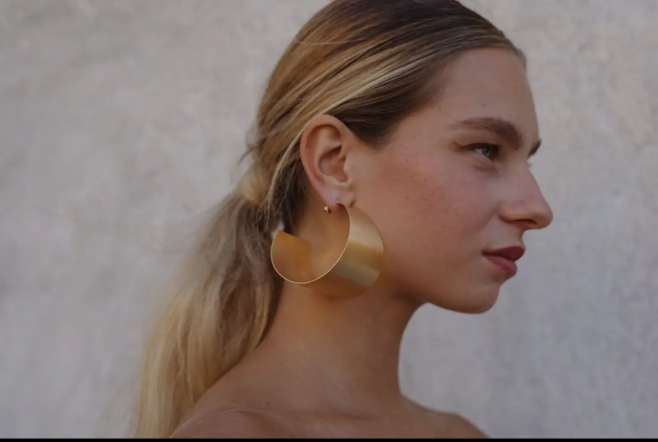 Sculptural Circular Big Hoop Statement Earrings