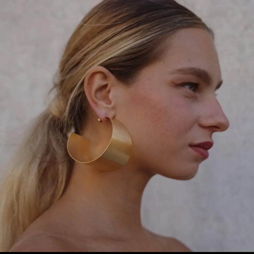 Sculptural Circular Big Hoop Statement Earrings