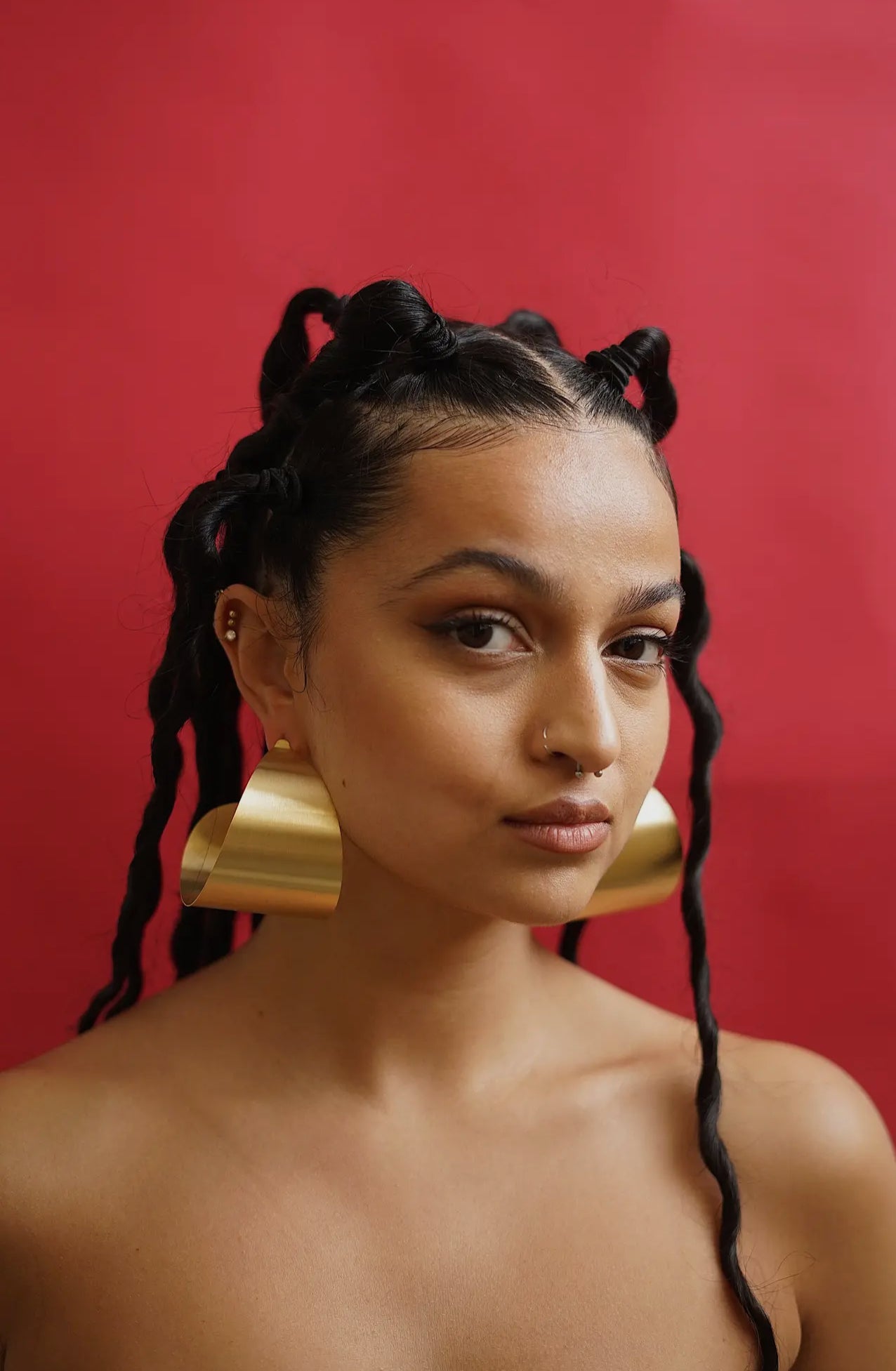 Sculptural Circular Big Hoop Statement Earrings