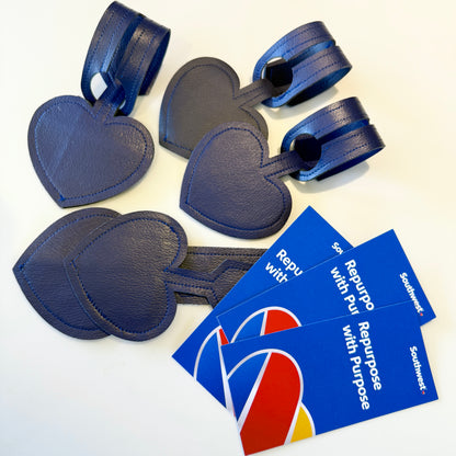 Upcycled Southwest Airlines Leather Luggage Tag