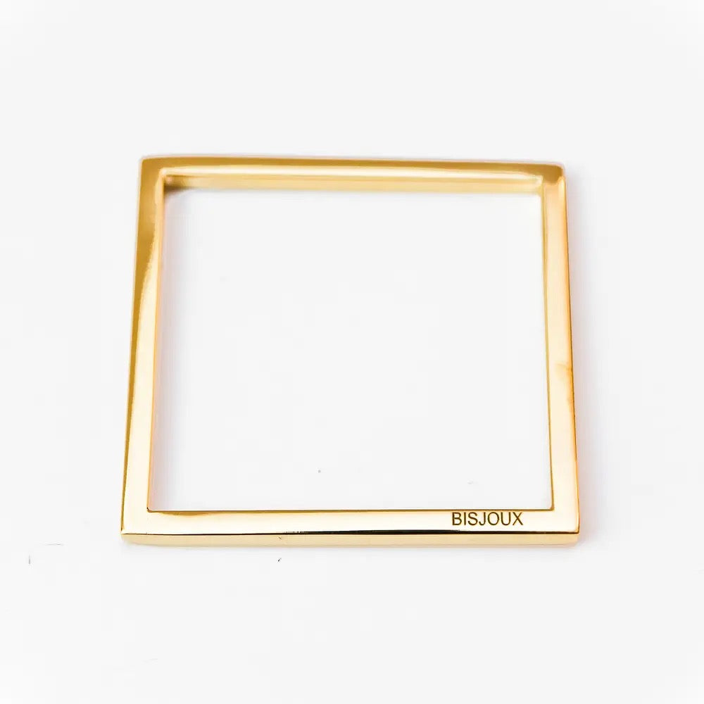 Brass Quad Square Bangle Bracelet in Silver or Brass