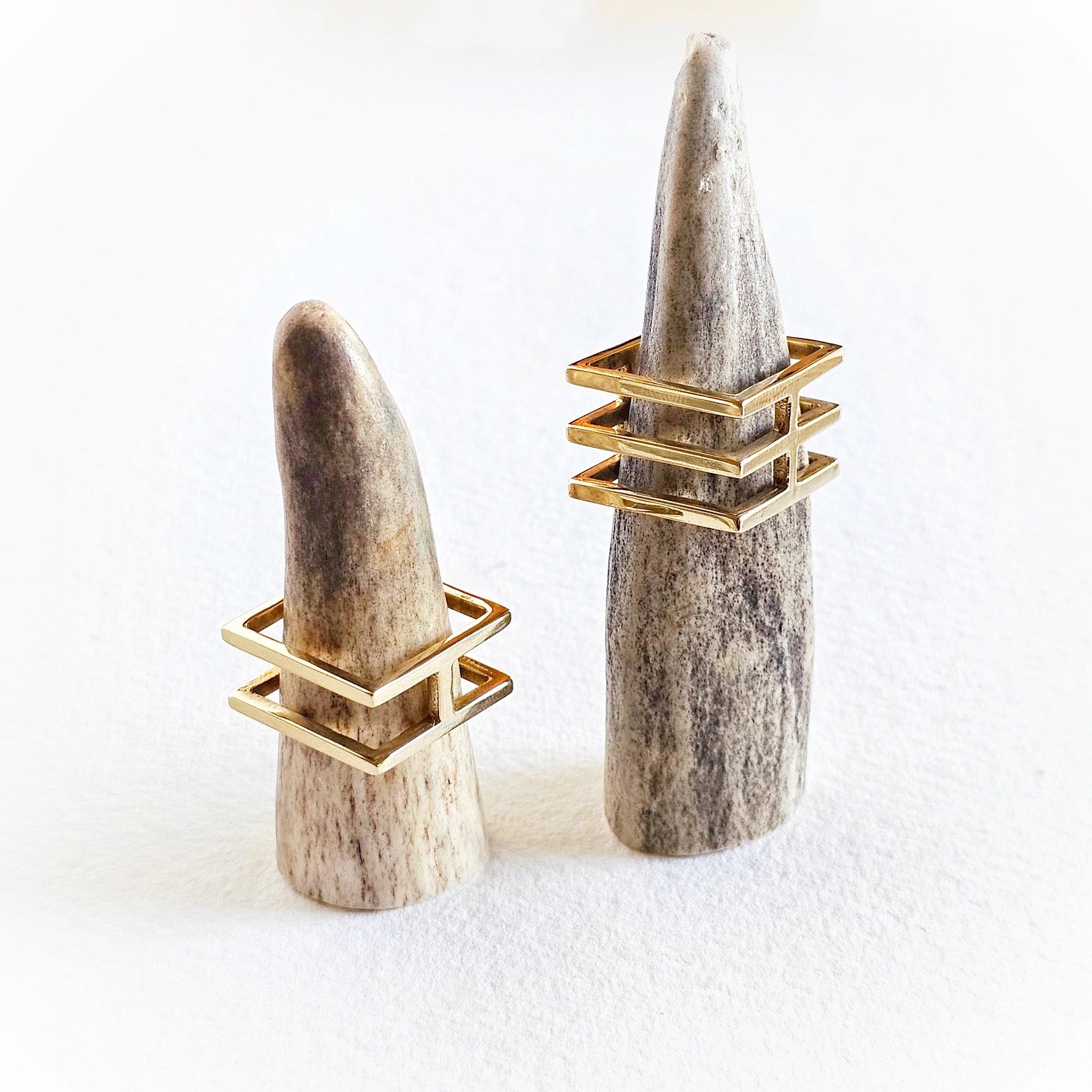 Brass Square Cube Statement Ring Handcrafted