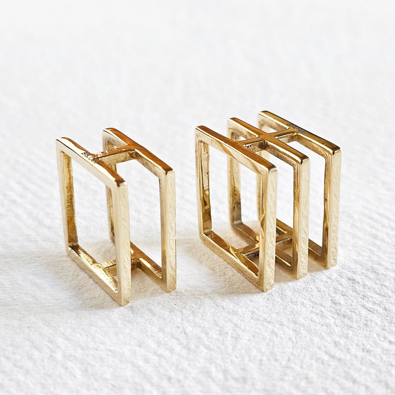 Brass Square Cube Statement Ring Handcrafted