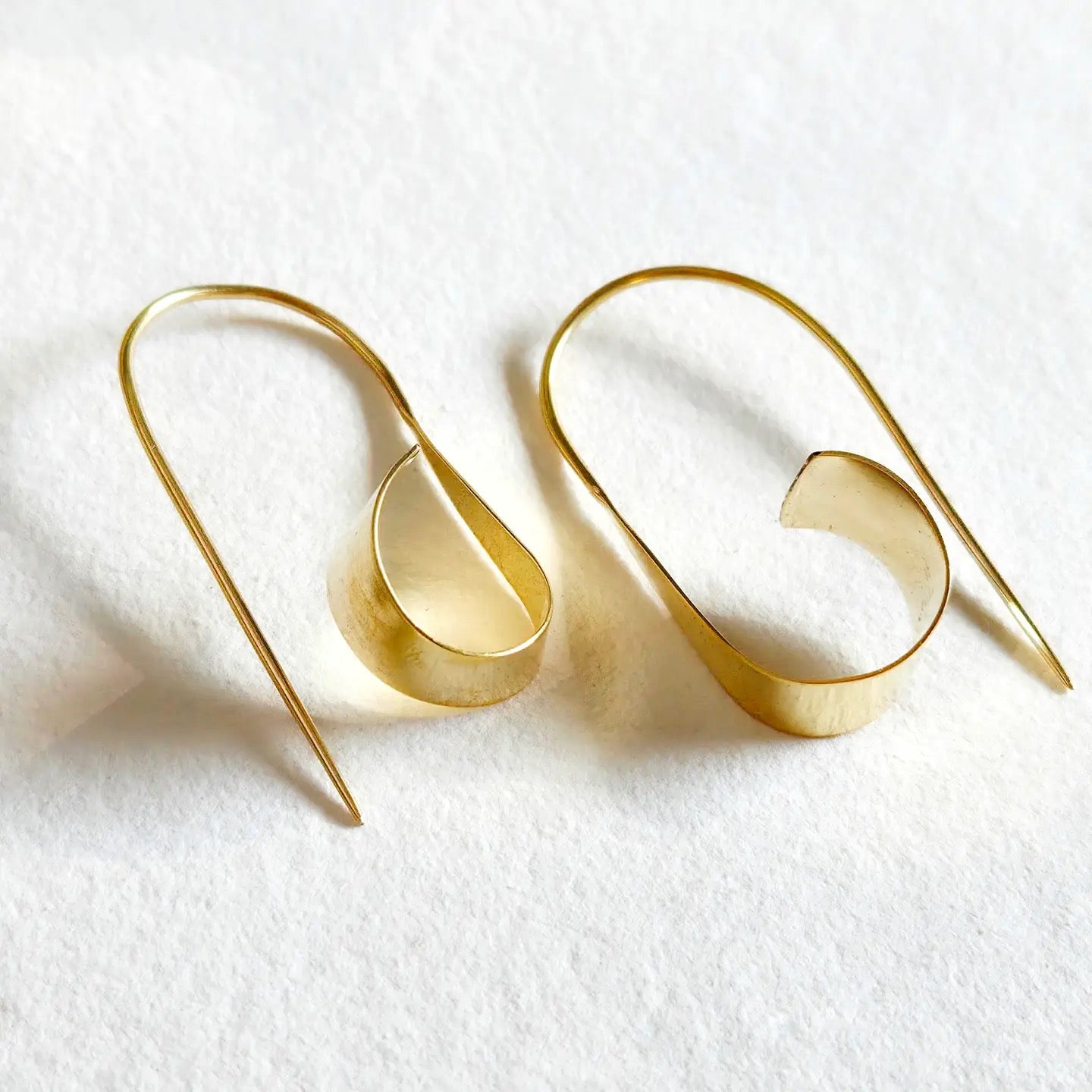 Brass Curve Flat Hoop Earrings