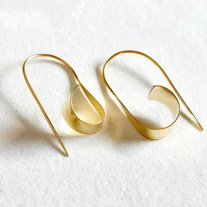 Brass Curve Flat Hoop Earrings