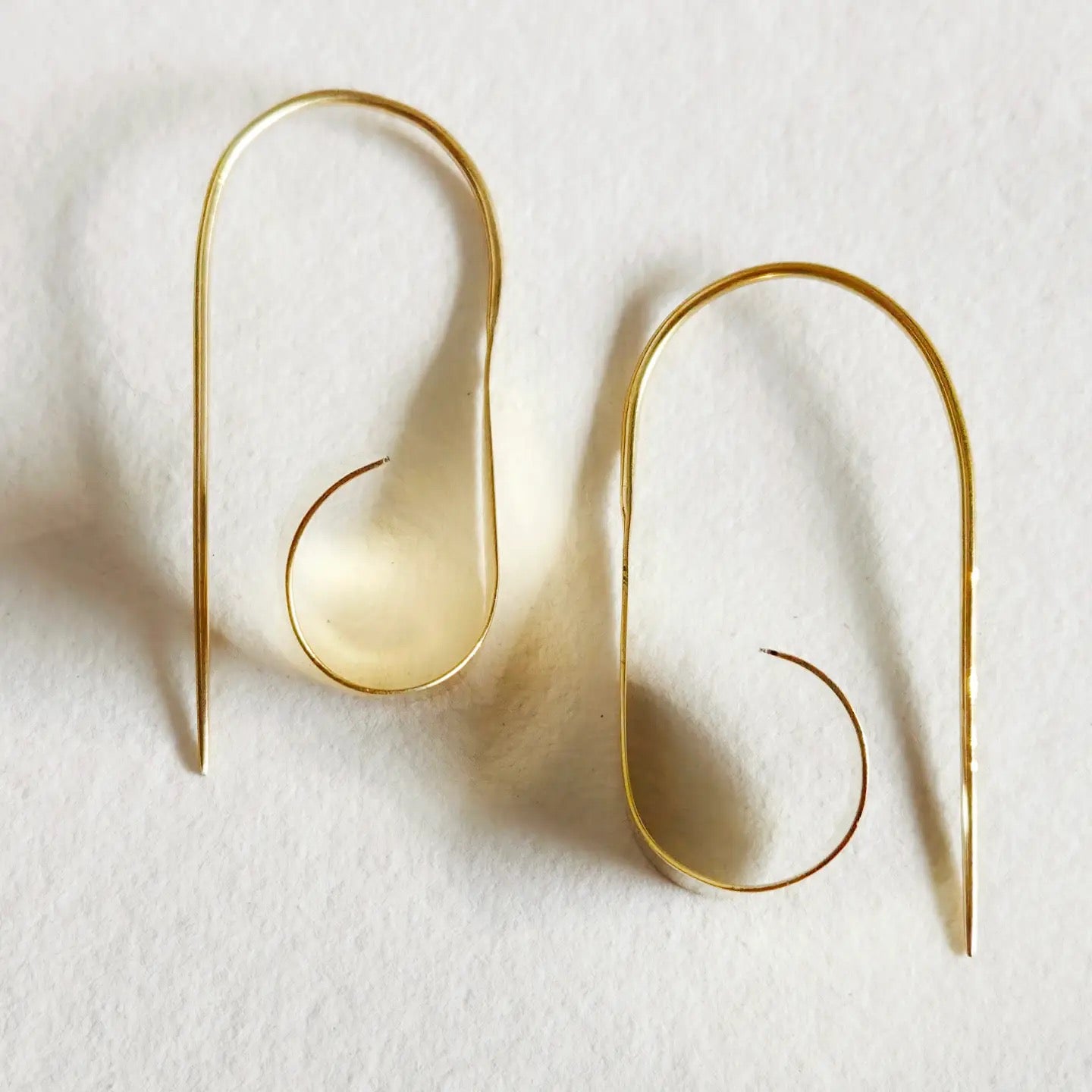 Brass Curve Flat Hoop Earrings