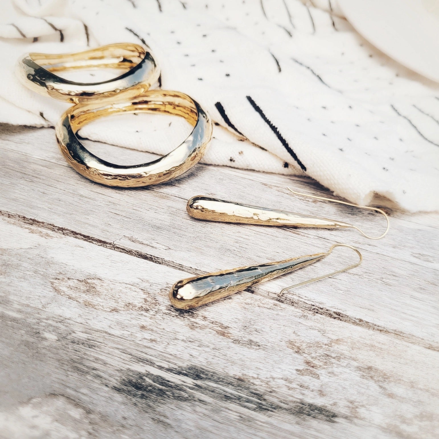 Handcrafted Teardrop Long Pendant Earrings