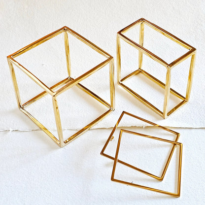 Brass Bold Cube Square Bangle Bracelet