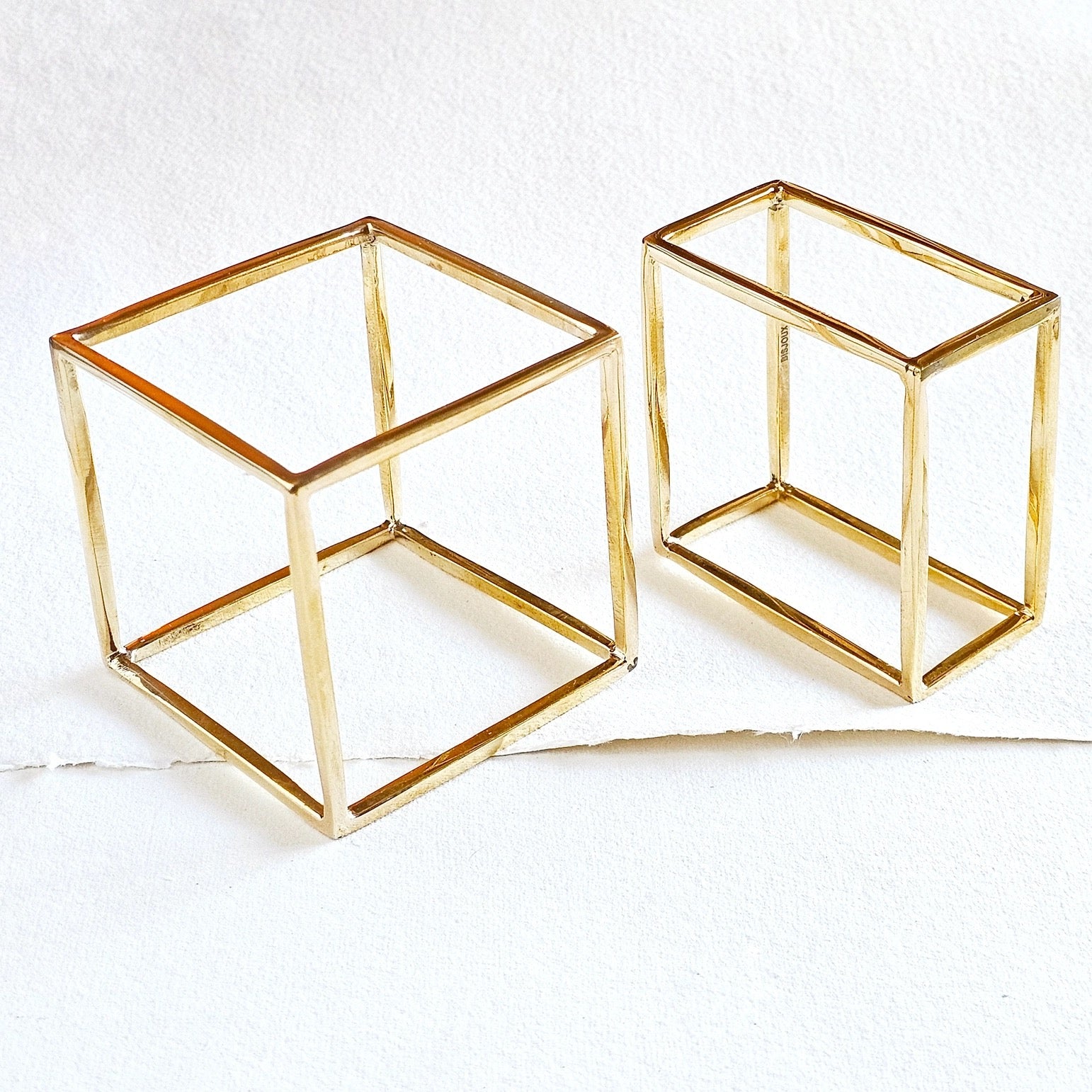 Brass Bold Cube Square Bangle Bracelet