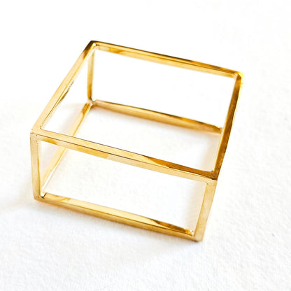 Brass Bold Cube Square Bangle Bracelet