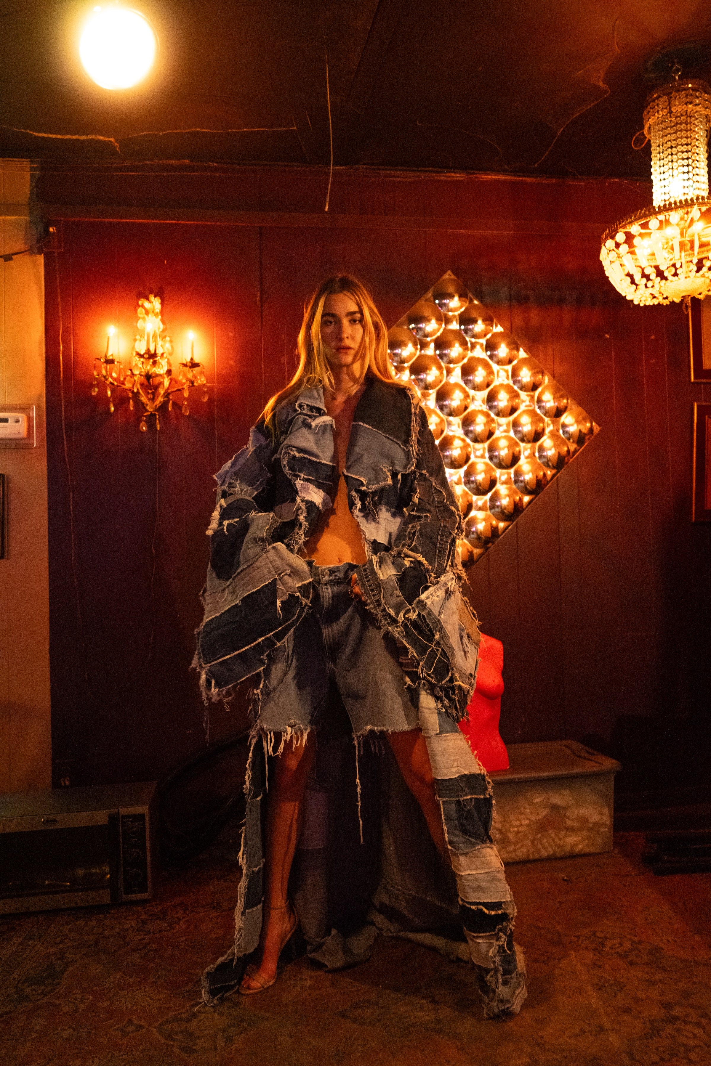 Pieced Denim Coat