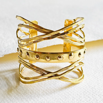 Brass Multi Layered Handcrafted Cuff Bracelet