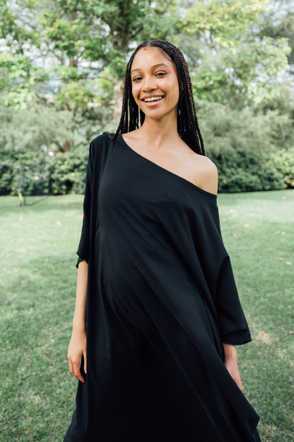 Black Off-The-Shoulder Kaftan