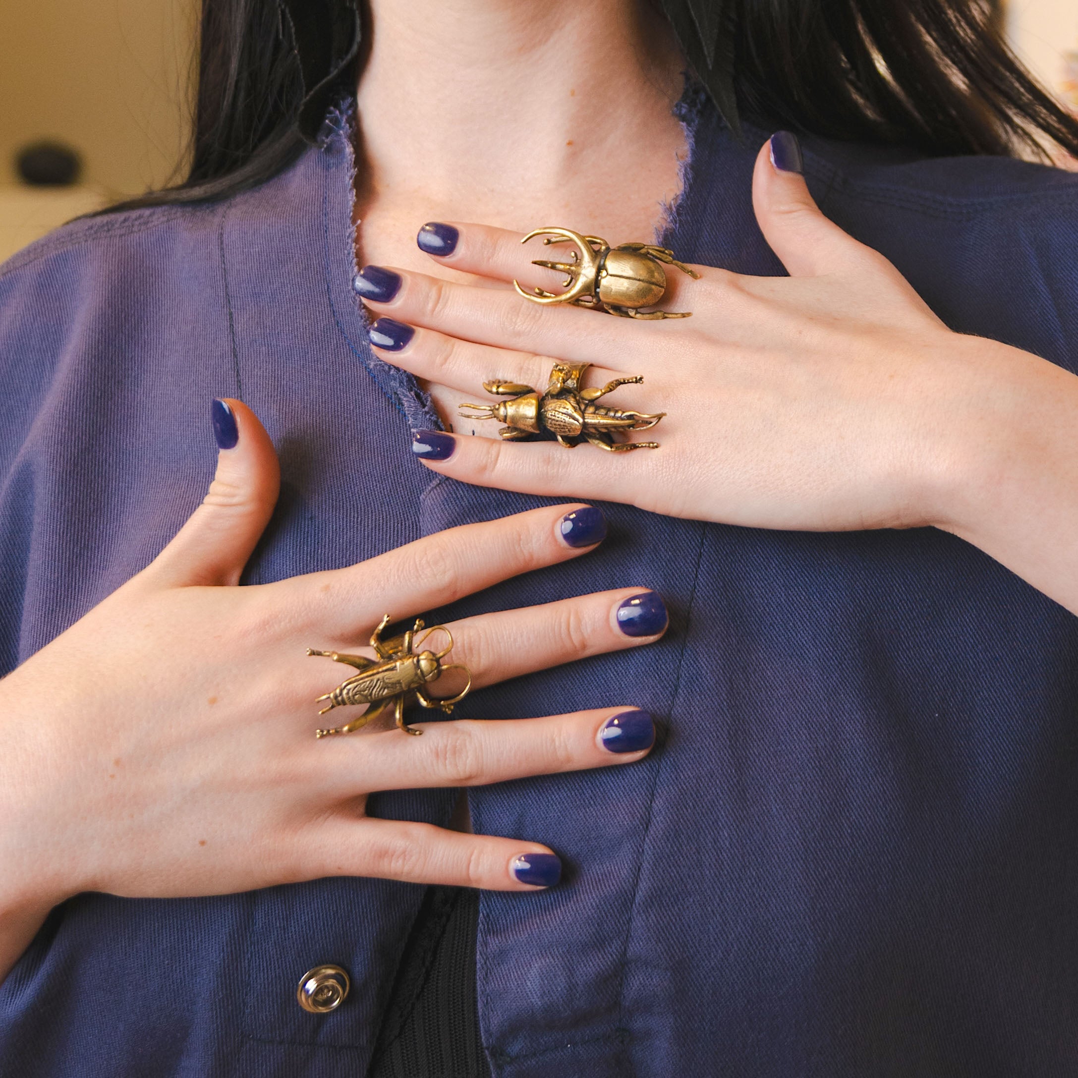 Antique Brass Bug Rings