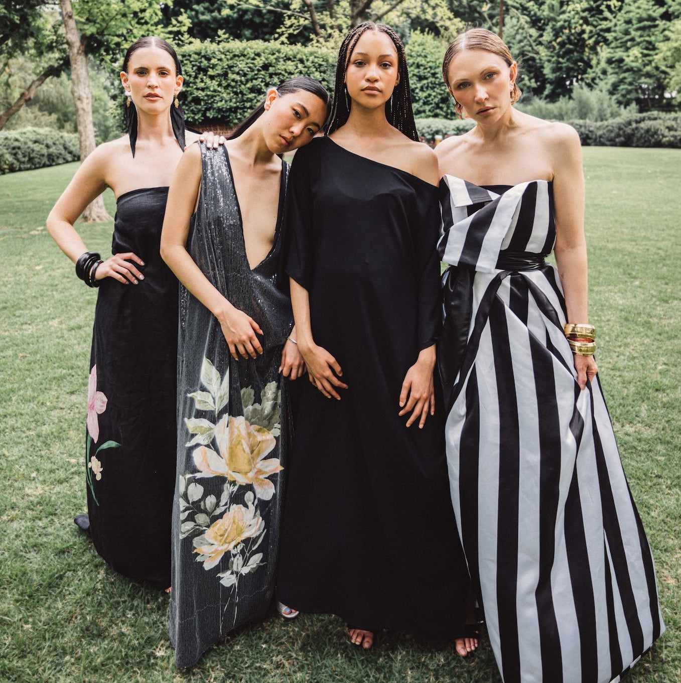 Exclusive 1X1 : Black & White Striped Wrap Gown