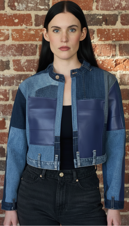Pieced Denim + Southwest Leather Jacket