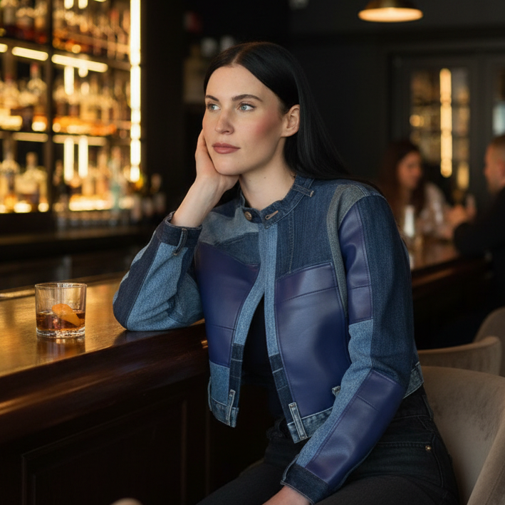 Pieced Denim + Southwest Leather Jacket